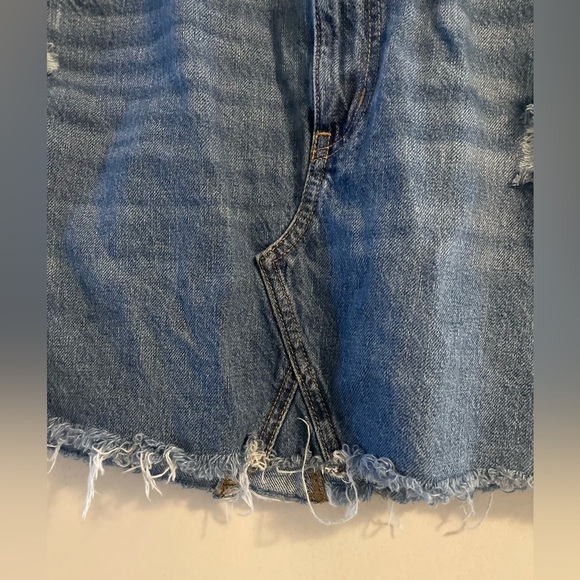 American Eagle Super High Rise A Line Distressed Denim Skirt Size 14 - Picture 6 of 14